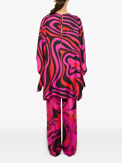 Pucci Marmo Print Silk Kaftan In Multi