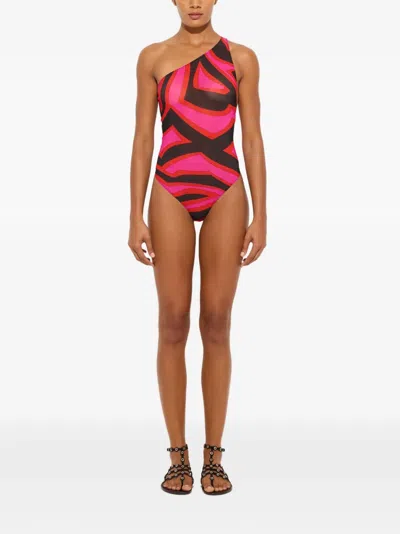 Pucci Labirinto-print One-shoulder Bodysuit In Multi