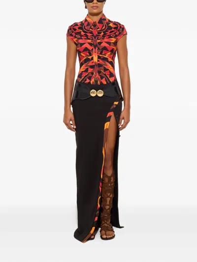 Pucci Manuba-print Ruched Blouse In Red