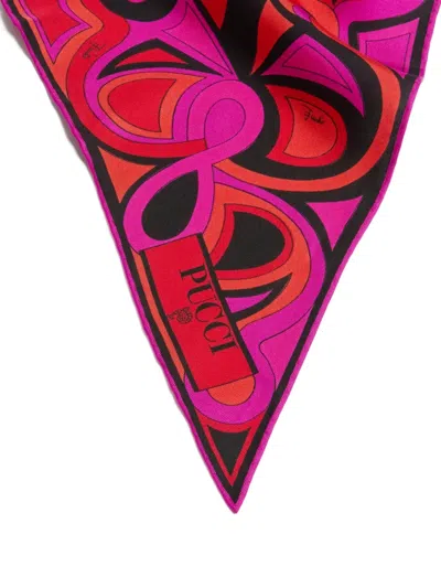 Pucci Mixed Print Silk Triangle Scarf In Multi