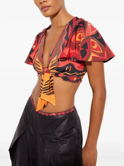 Pucci Angoli-print Knotted Top In Multi
