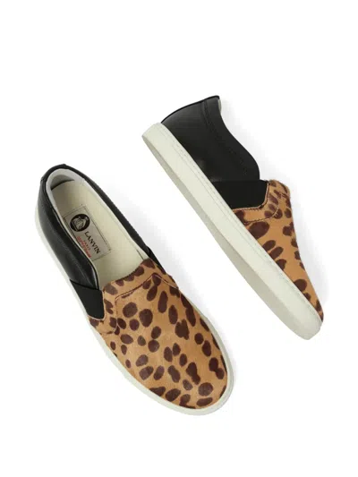 Lanvin Leopard-print Pull-on Sneakers In Multi