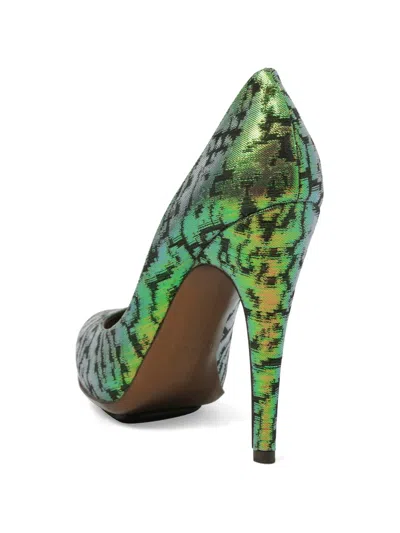 Lanvin Metallic-effect Patterned Pumps In Green