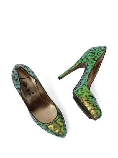 Lanvin Metallic-effect Patterned Pumps In Green