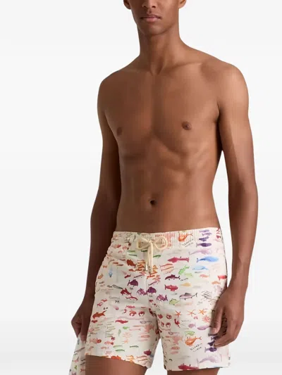 Vilebrequin X Fabrice Hyber Pescador 5.9 Watercolor Fish Swim Shorts In Multi