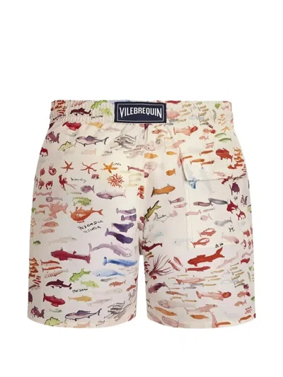 Vilebrequin X Fabrice Hyber Pescador 5.9 Watercolor Fish Swim Shorts In Multi