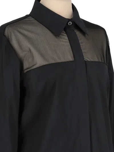 Pre-owned Basile Sheer-panel Shirt In Black