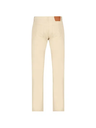 Hand Picked Ravello Logo-patch Jeans In Neutral | ModeSens