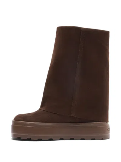 Casadei Double-face Fold-over Platform Boots In Brown