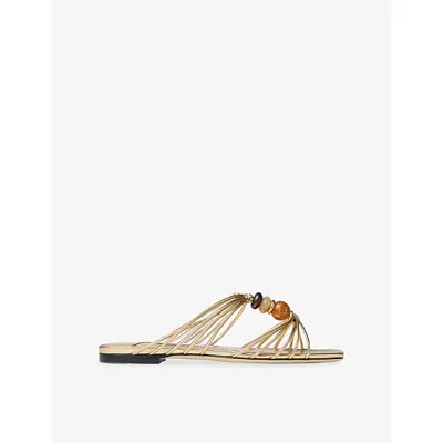 Jimmy Choo Lova Bead-embellished Sandals In Gold