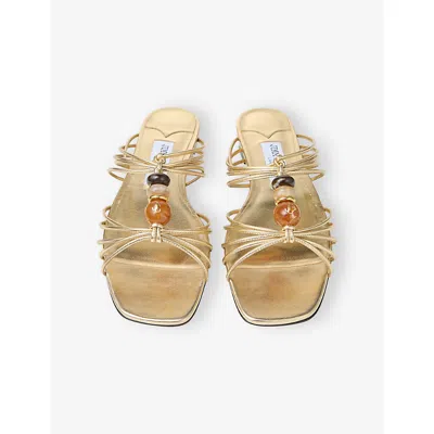 Jimmy Choo Lova Bead-embellished Sandals In Gold
