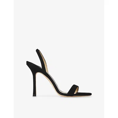 Jimmy Choo Jenn 85mm Suede Slingback Sandals In Black