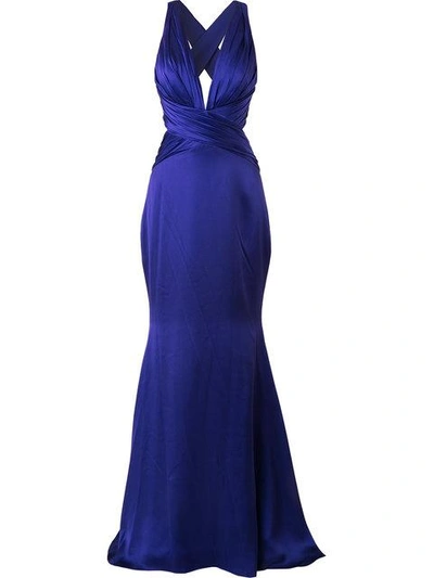 Shop Romona Keveza Backless Crossover Gown - Purple