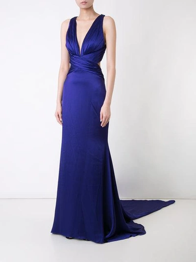 Shop Romona Keveza Backless Crossover Gown - Purple