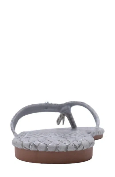 Bebe Python Embossed Thong Sandal In Silver