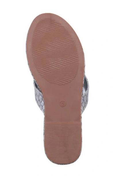 Bebe Python Embossed Thong Sandal In Silver