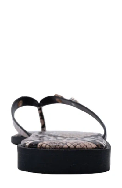 Bebe Python Embossed Thong Sandal In Brown