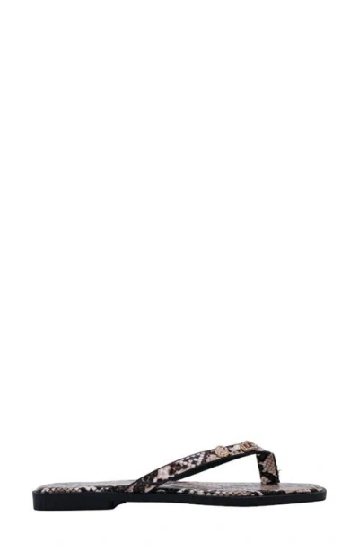 Bebe Python Embossed Thong Sandal In Brown