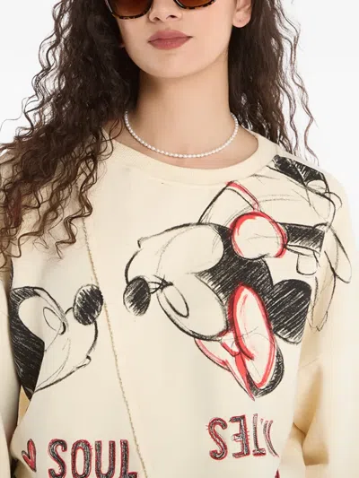 Desigual X Mickey And Minnie Mouse Graphic-print Sweatshirt In Neutral