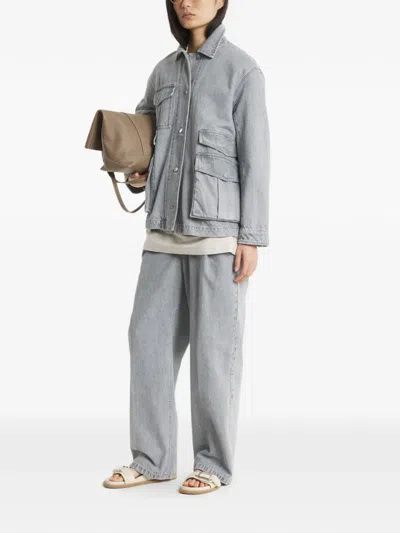 Maison Kitsuné Multi-pocket Denim Jacket In Gray