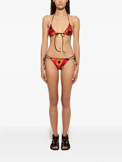 Pucci Occhi-print Triangle Bikini Top In Red