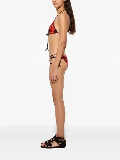 Pucci Occhi-print Triangle Bikini Top In Red