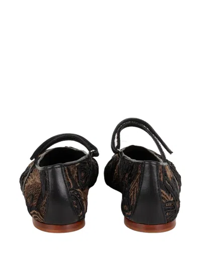 Lorena Paggi Lace-embroidered Touch-strap Flat Pumps In Black