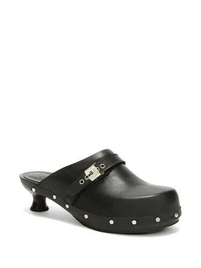 Scholl Stud-embellished Buckle-strap Mules In Black