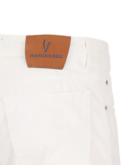 Hand Picked Ravello Logo-patch Jeans In White | ModeSens