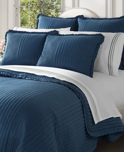 Piper & Wright Meadow Solid 3-pc. Quilt Set, Full/queen In Blue