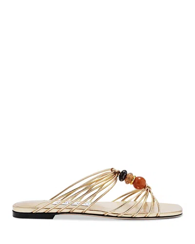 Jimmy Choo Lova Bead-embellished Sandals In Gold
