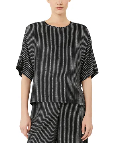 Max Mara Silk Stripe Short-sleeve Blouse In Multi