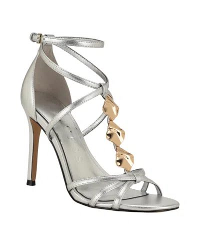 Guess Chaella Ankle Strap Sandal In Silver