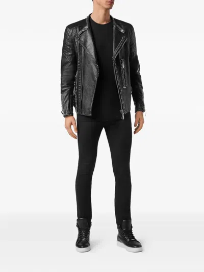 Philipp Plein Stud-embellished Biker Jacket In Black