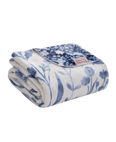 Hunter Designer Reversible Plush Throws, 50" X 70" In Blue