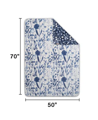 Hunter Designer Reversible Plush Throws, 50" X 70" In Blue