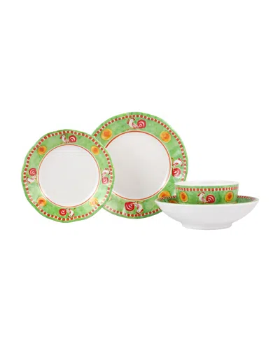 Vietri Melamine Campagna Gallina 4pc Flatware Set In Green