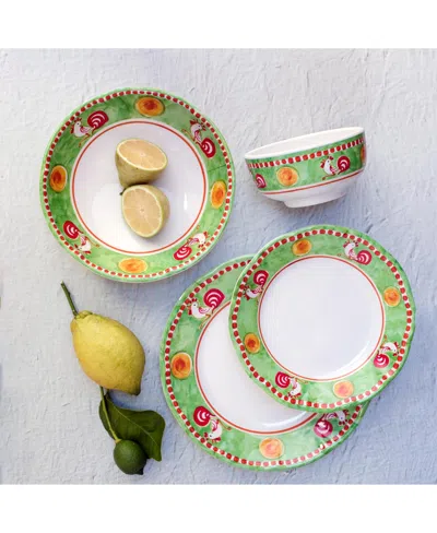 Vietri Melamine Campagna Gallina 4pc Flatware Set In Green