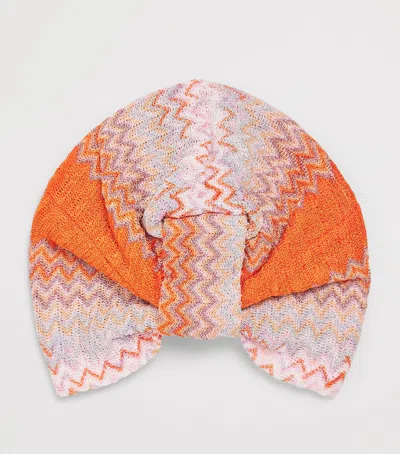 Missoni Knot-front Zigzag Turban In Orange