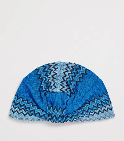 Missoni Knot-front Zigzag Turban In Blue