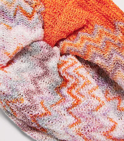 Missoni Knot-front Zigzag Turban In Orange