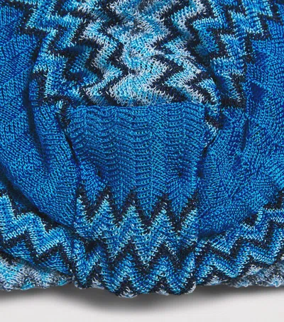 Missoni Knot-front Zigzag Turban In Blue