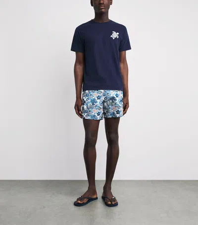 Vilebrequin Moorise Straight-leg Mid-length Printed Recycled Swim Shorts In Blue
