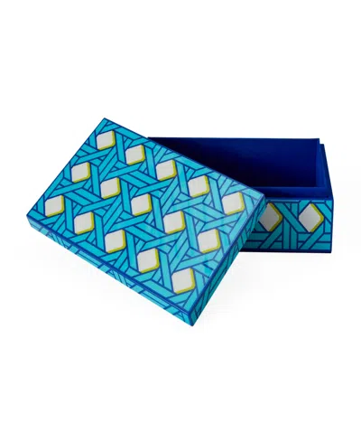 Jonathan Adler Basketweave Lacquer 10" Medium Box In Blue