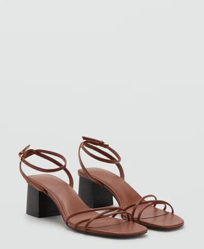 Mango Heeled Sandals With Straps Leather In Brown