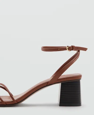Mango Heeled Sandals With Straps Leather In Brown
