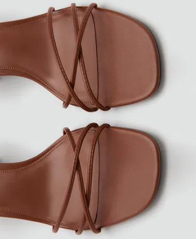 Mango Heeled Sandals With Straps Leather In Brown