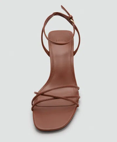 Mango Heeled Sandals With Straps Leather In Brown