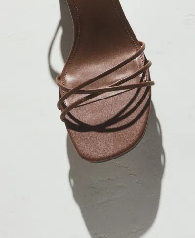 Mango Heeled Sandals With Straps Leather In Brown