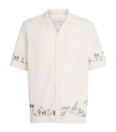 Paul Smith Mens Short Sleeves Regular Fit Shirt With Embroideredy In Neutral